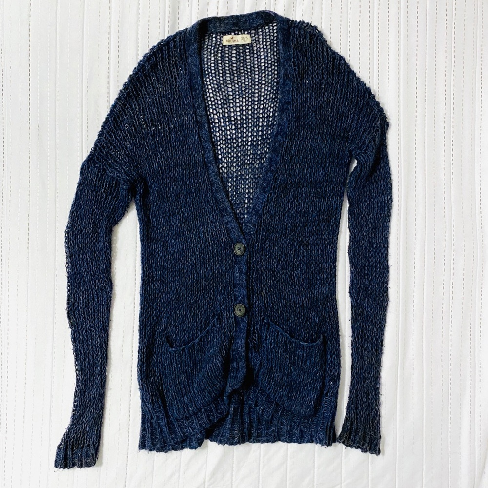 Hollister Knitted Navy Blue Cardigan